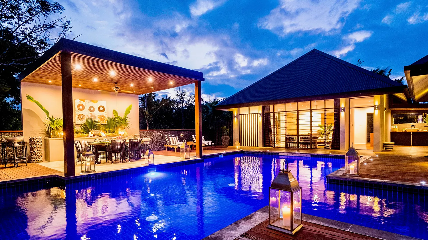 Stunning Luxury Villa Pool Suite by Night at Trees and Fishes Vanuatu